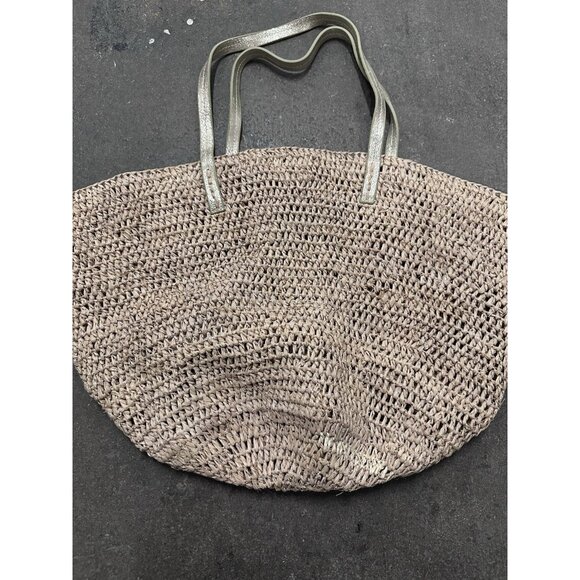 florabella Sapelo Tote Bag Almond Silver Raffia Summer Beach - Picture 2 of 7